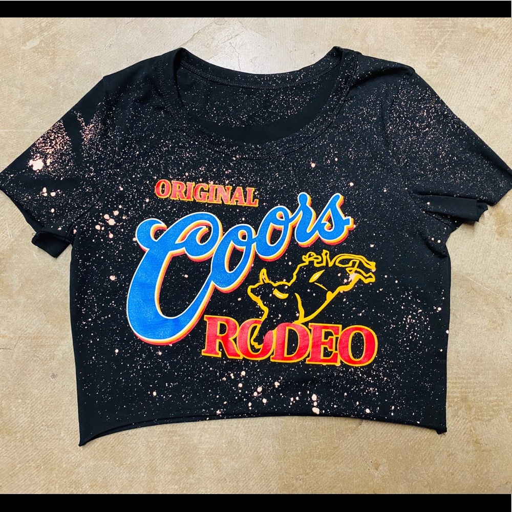Coors Rodeo Bleached Crop Top Retro Western